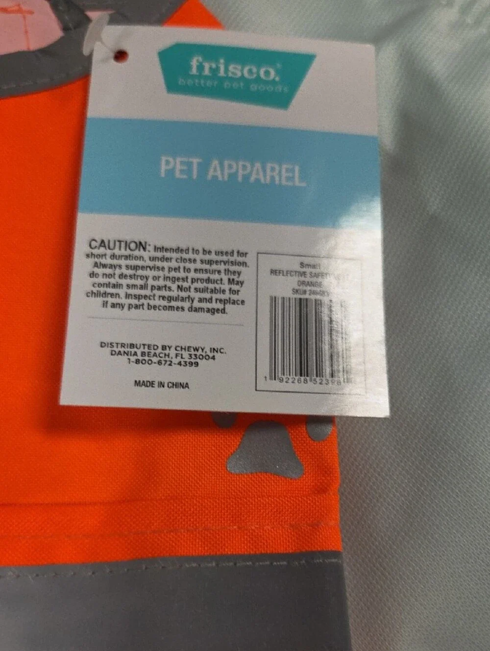 Frisco High-Visibility Orange Reflective Paw Dog Vest